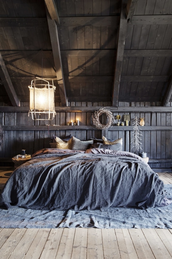 Grey rustic bedroom decor
