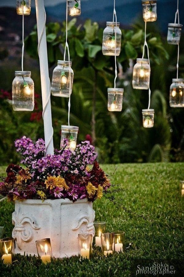 Fairy lights in garden