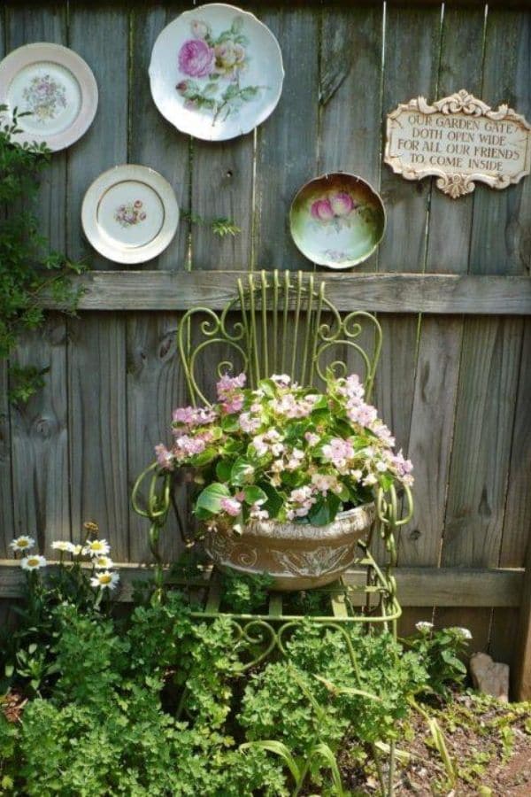 Wall Mounted Half Round Flower Pot Holder Old Shabby Chic Vintage Garden Decor 