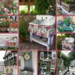 Vintage garden decor collage