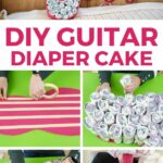 Guitar diaper cake collage