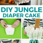 Jungle themed diaper cake collage