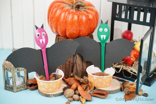 Spoon bats by halloween decorations