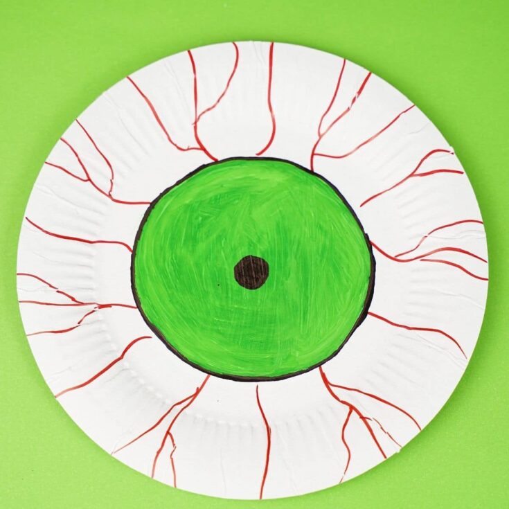Green eye plate on green surface