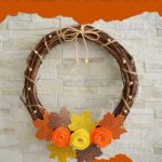 Grapevine wreath against brick wall