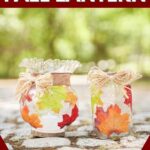 Two fall leaf jars on rocks