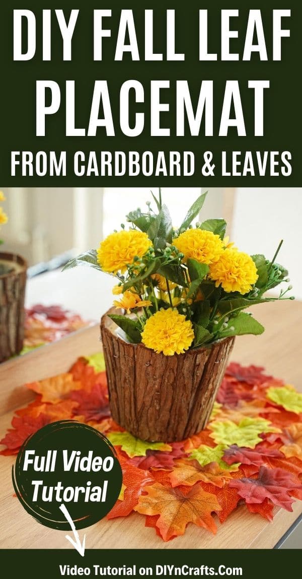 Stump flower pot on leaf placemat