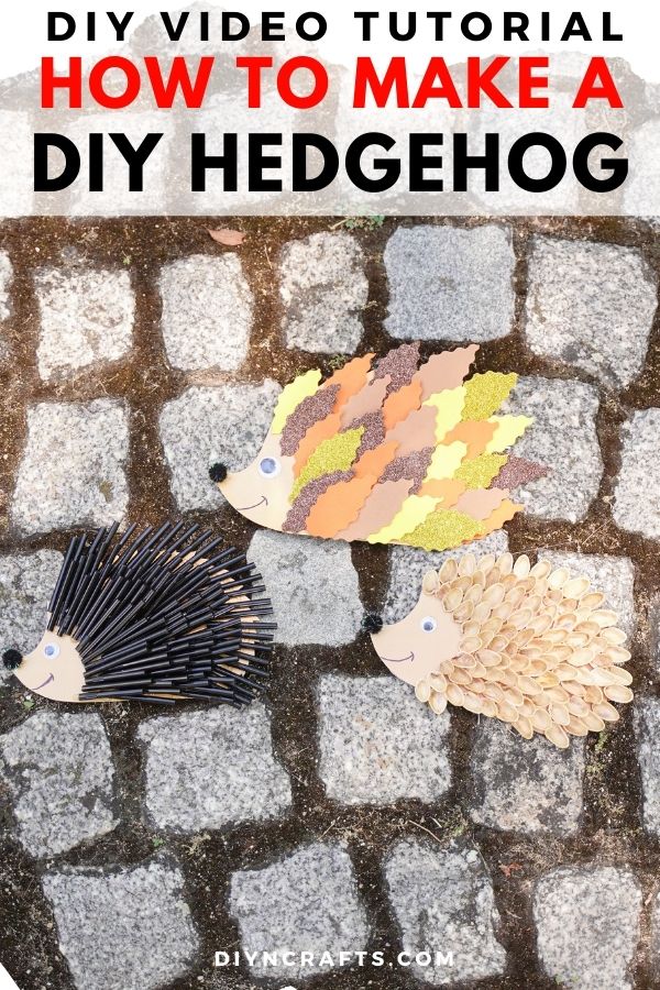 Hedgehog crafts on cobblestone