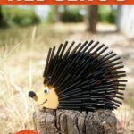 Black straw hedgehog on stump