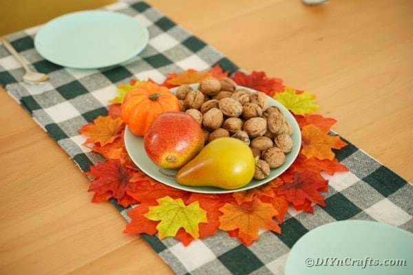 Placemat on checked table runner