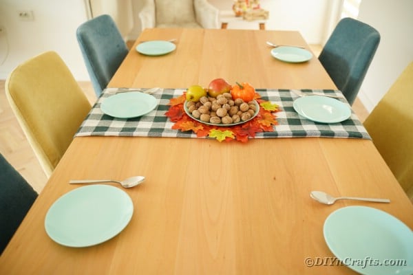 Placemat on checked table runner