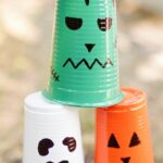 Stack of plastic cup lanterns