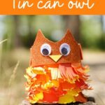 Tin can owl on stump