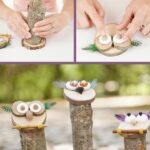 Wooden decorative owls collage