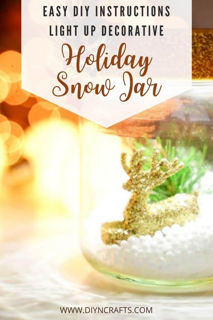 Christmas snow jar with glowing light