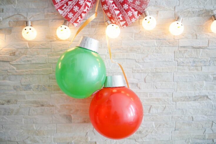 Two rubber balls gigantic Christmas ornament craft hanging