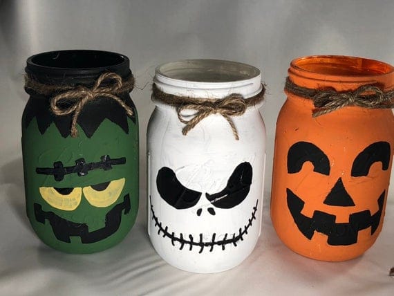 Halloween Monster Mason Jars / Monster Mason Jars / Halloween | Etsy