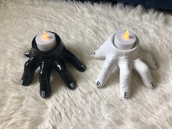 Halloween haunted hand tealight holder decor | Etsy