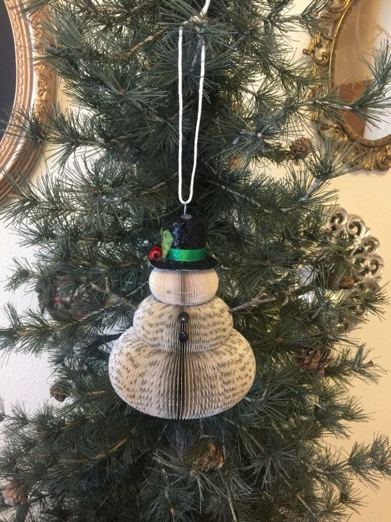 Snowman ornament on tree