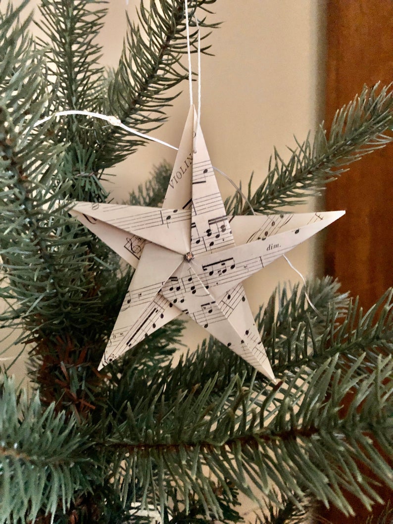5 Paper Stars Origami Handmade Christmas Ornament