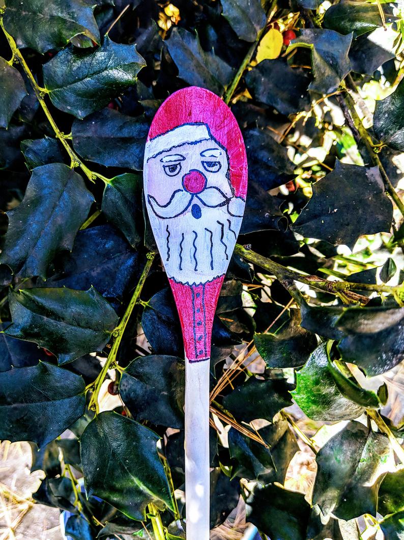 Christmas Santa Wooden painted spoon