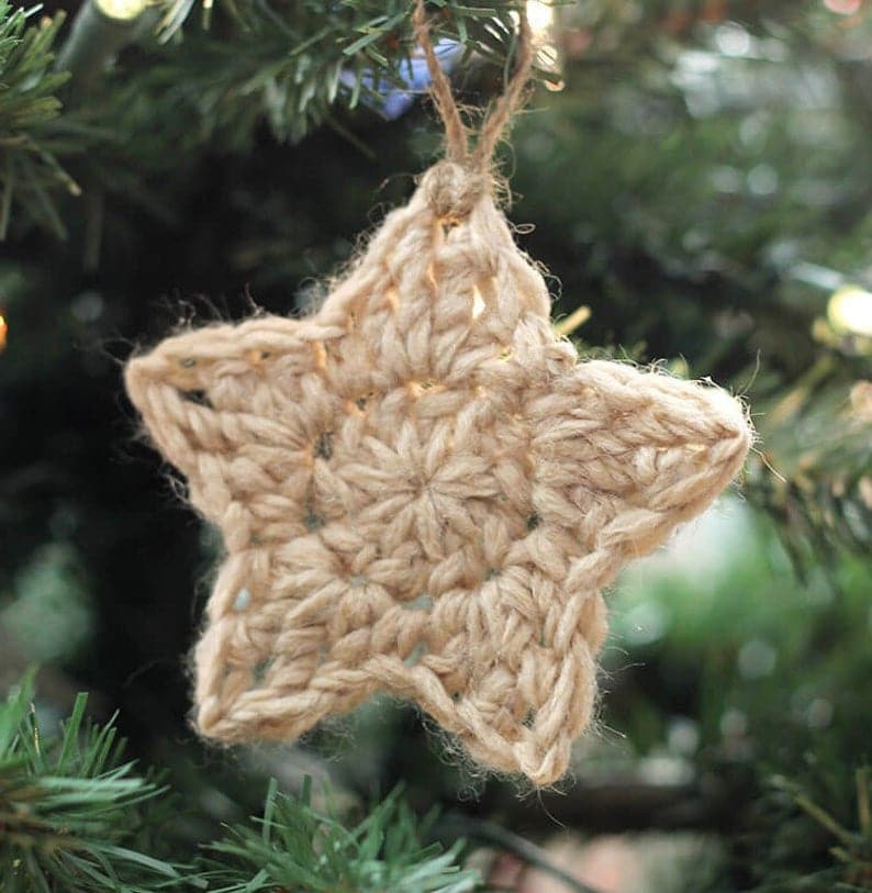 Crochet Christmas Tree Star Ornament 