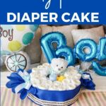Diaper cake on bed