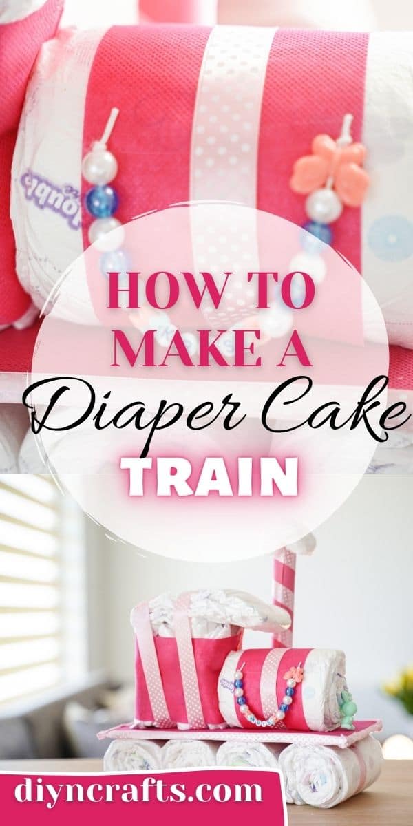Diaper cake train collage