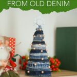 Mini denim tree on shelf