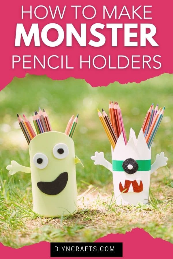 Pencil holders on grass