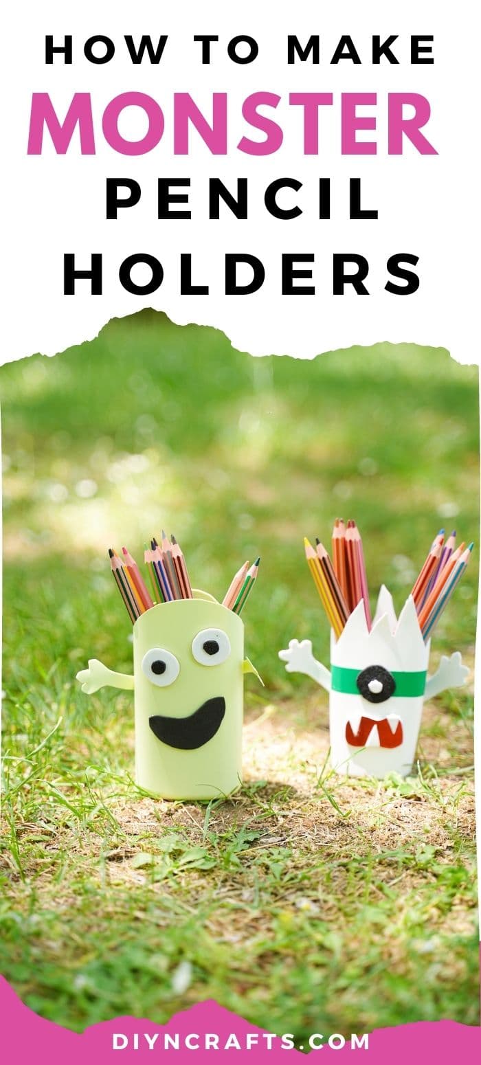 Pencil holders on grass