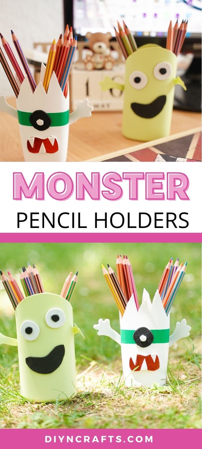 Monster pencil holders collage