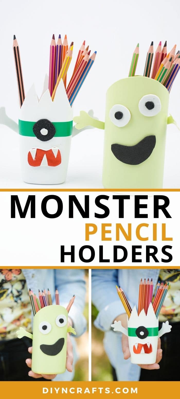 Monster pencil holders collage