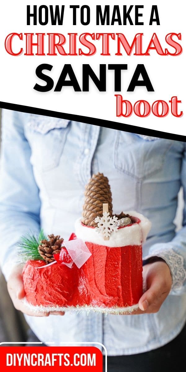 Woman holding santa boot