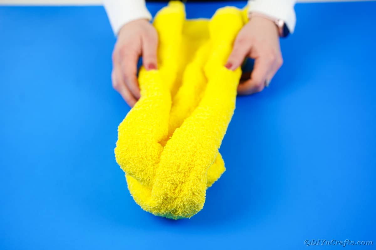Folding yellow towel