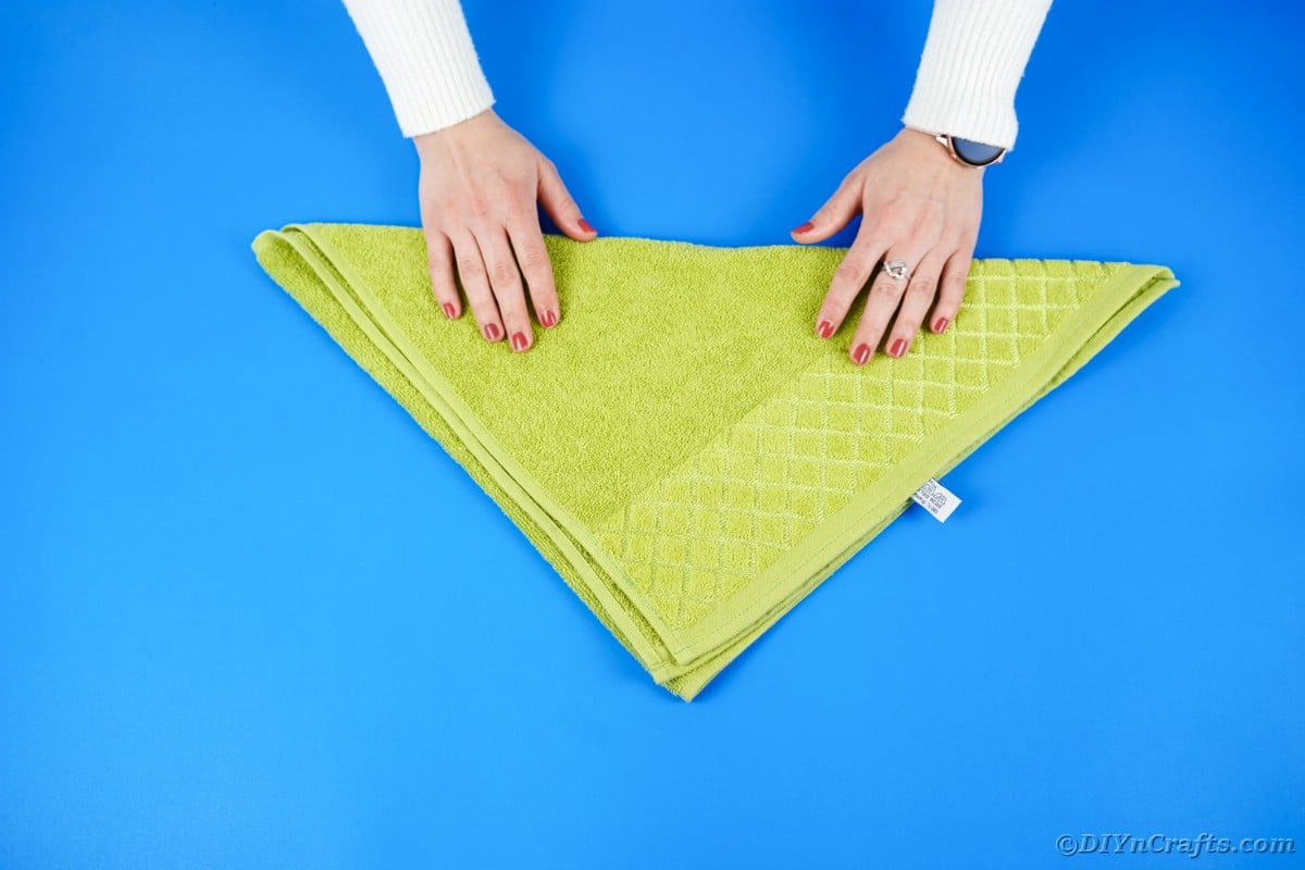 Folding green towel