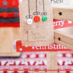 Burlap gift tag for the holidays hanging