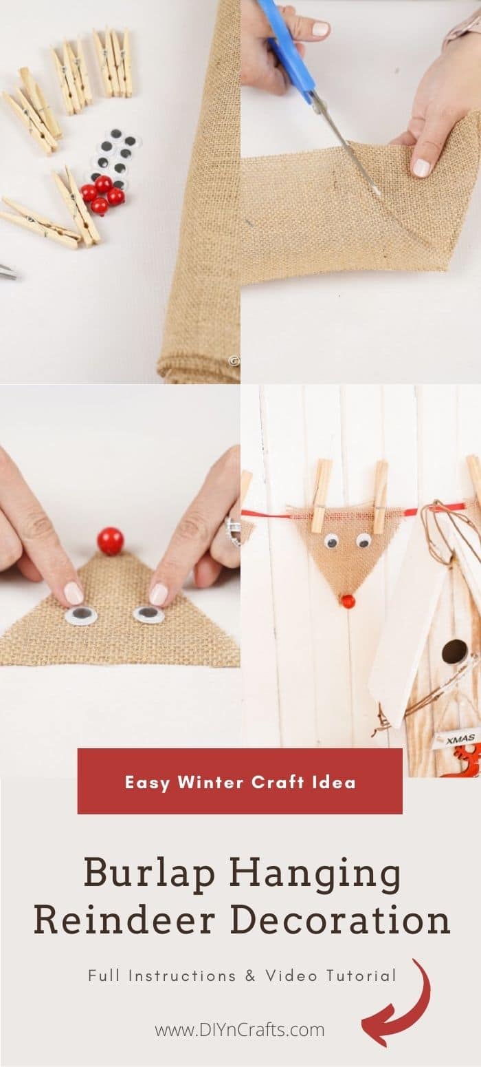Steps for making your own reindeer banner out of burlap