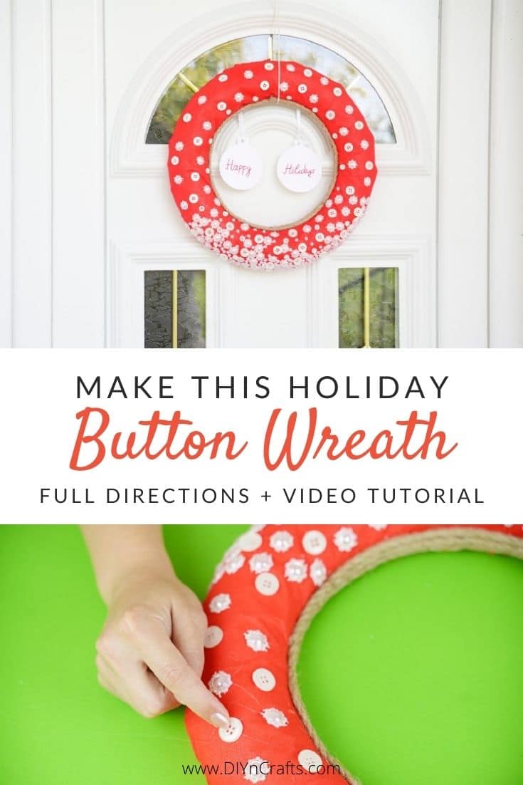 Button wreath for Christmas before and after