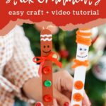 Gingerbread and Snowman craft stick ornaments