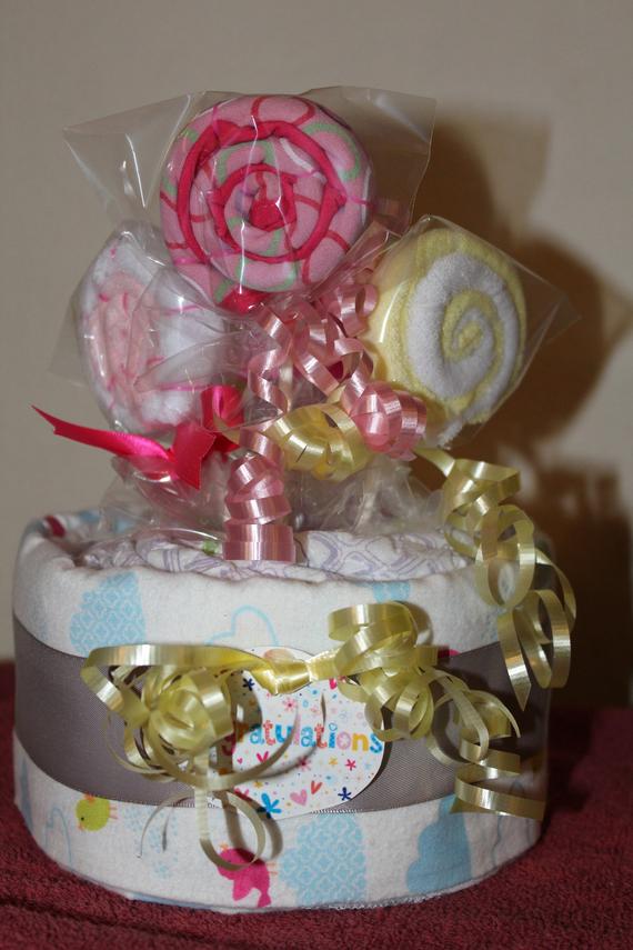 Lollipop Simple Tier Diaper Cake for Boy Girl or Neutral Baby | Etsy