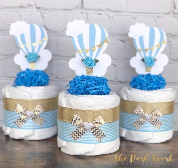 Hot Air Balloon Diaper Cake Set Baby Shower Centerpiece | Etsy