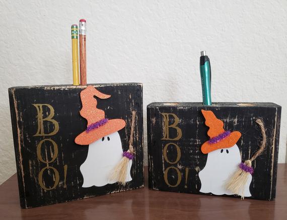 Halloween Boo Ghost Desktop Pencil/Pen Holder Cute Gift Decor | Etsy