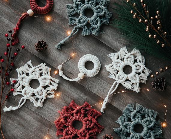 Macrame christmas ornaments snowflake ornament christmas | Etsy