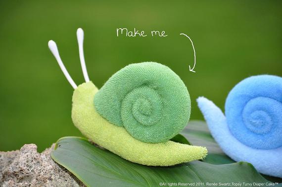 Washcloth Snail WashAgami " for Diaper Cake Instructional | Etsy