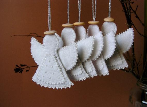 Felt angel decoration White angel ornament Christmas angel | Etsy
