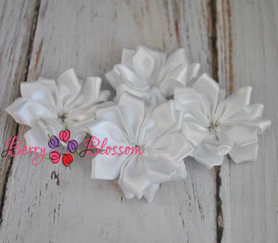 White Satin Ribbon Flower 2 inch size small satin | Etsy