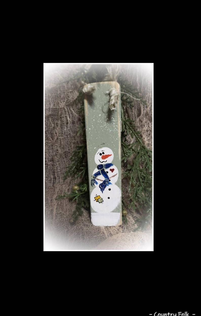 Primitive Homespun Wooden Snowman Christmas