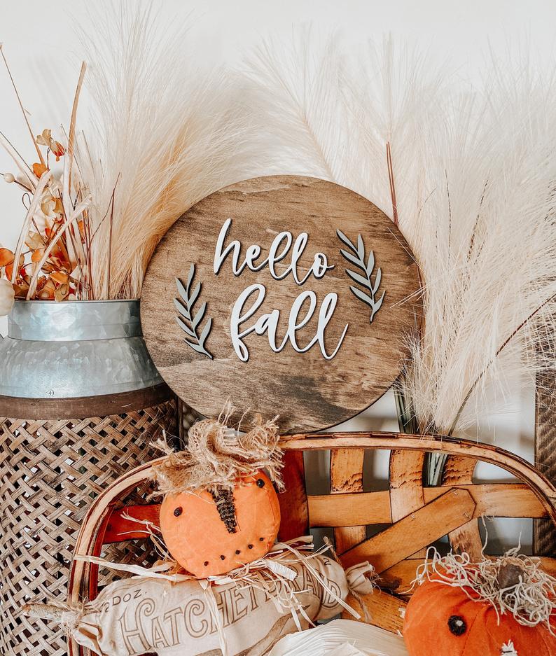 Hello fall sign, wood sign, wooden sign