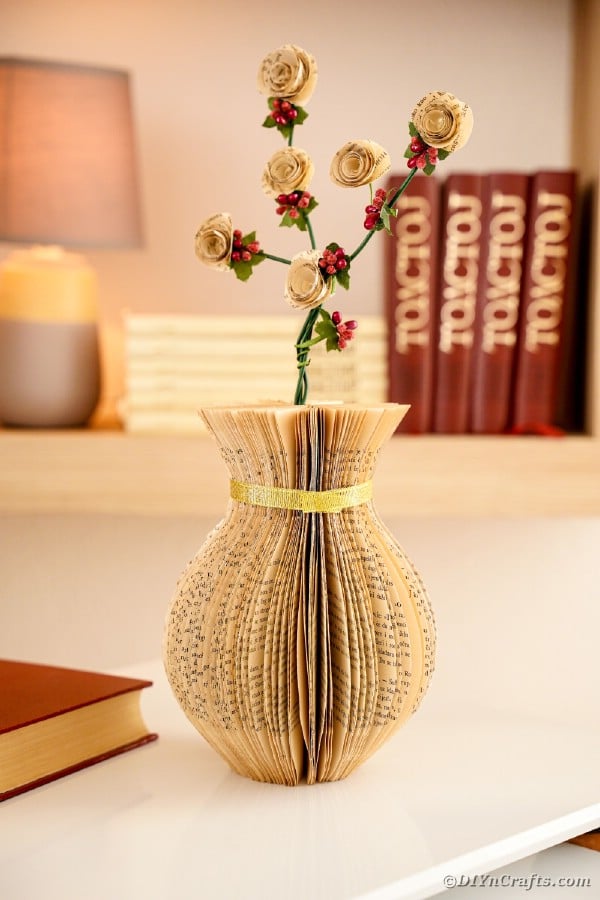 Old book vase